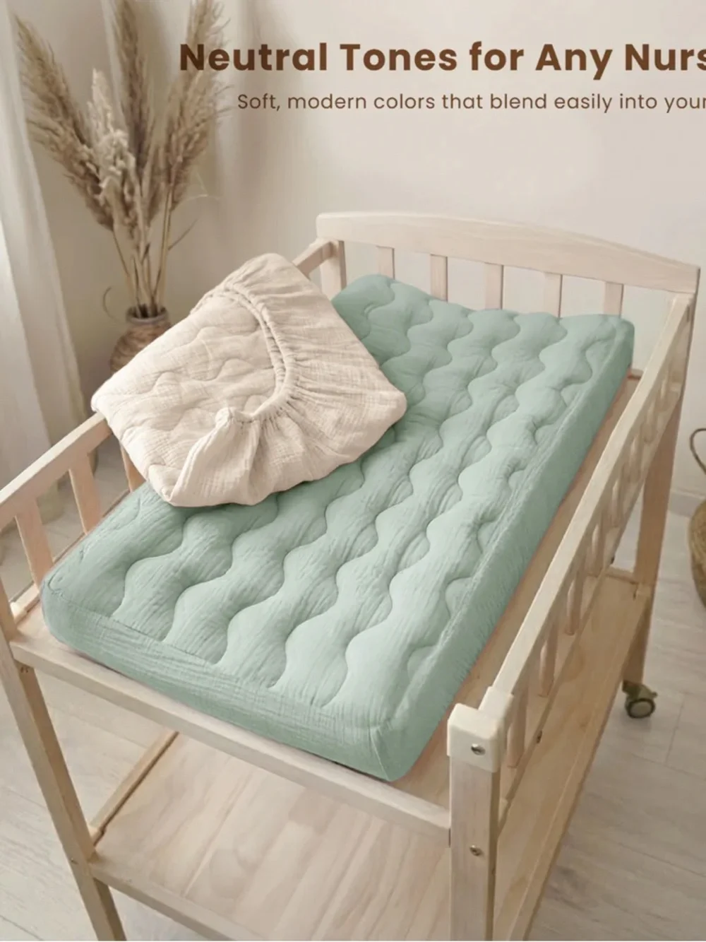 Neutral Baby Changing Pad Cover Set - Cream & Fog Green